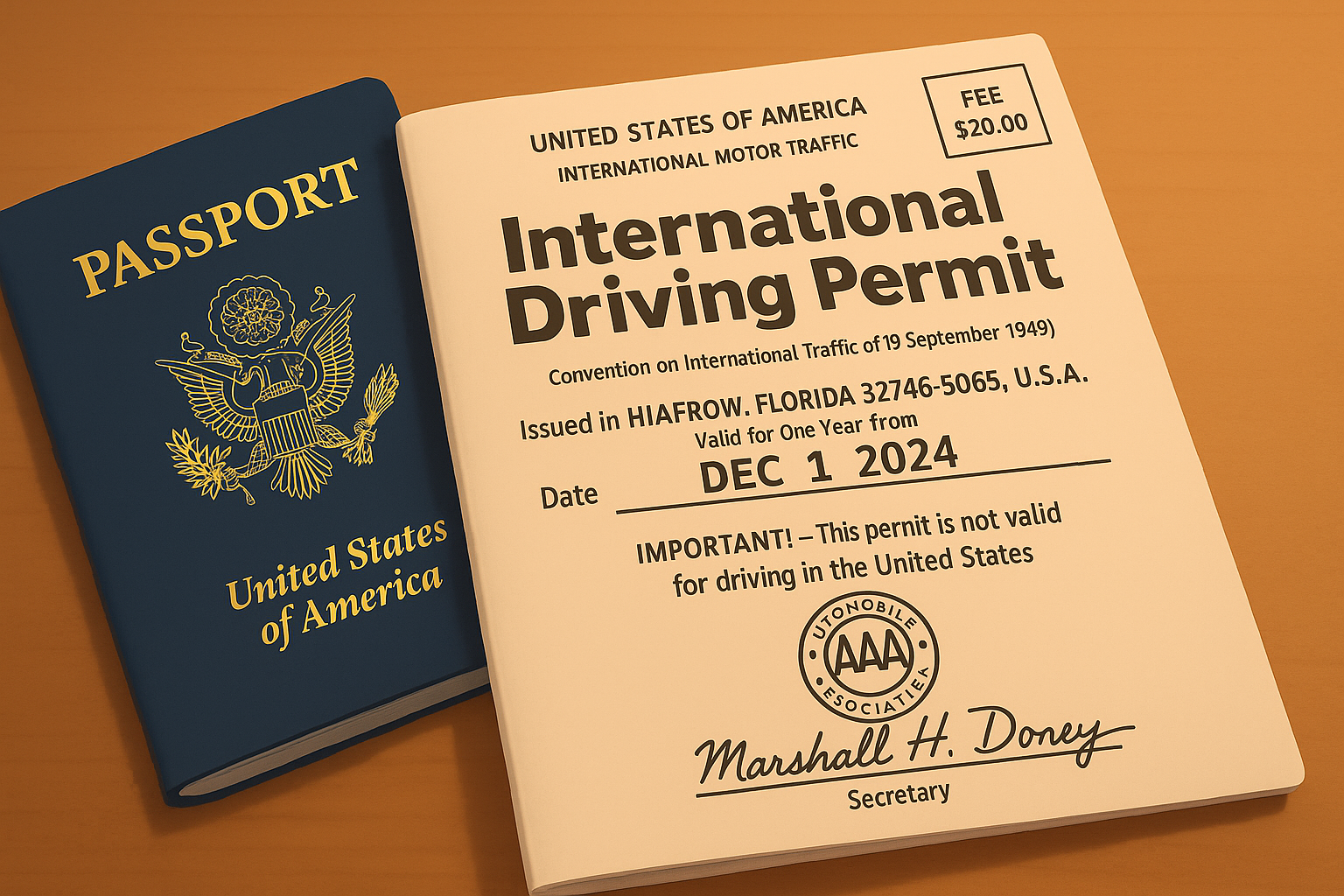 sample international driving permit booklet USA